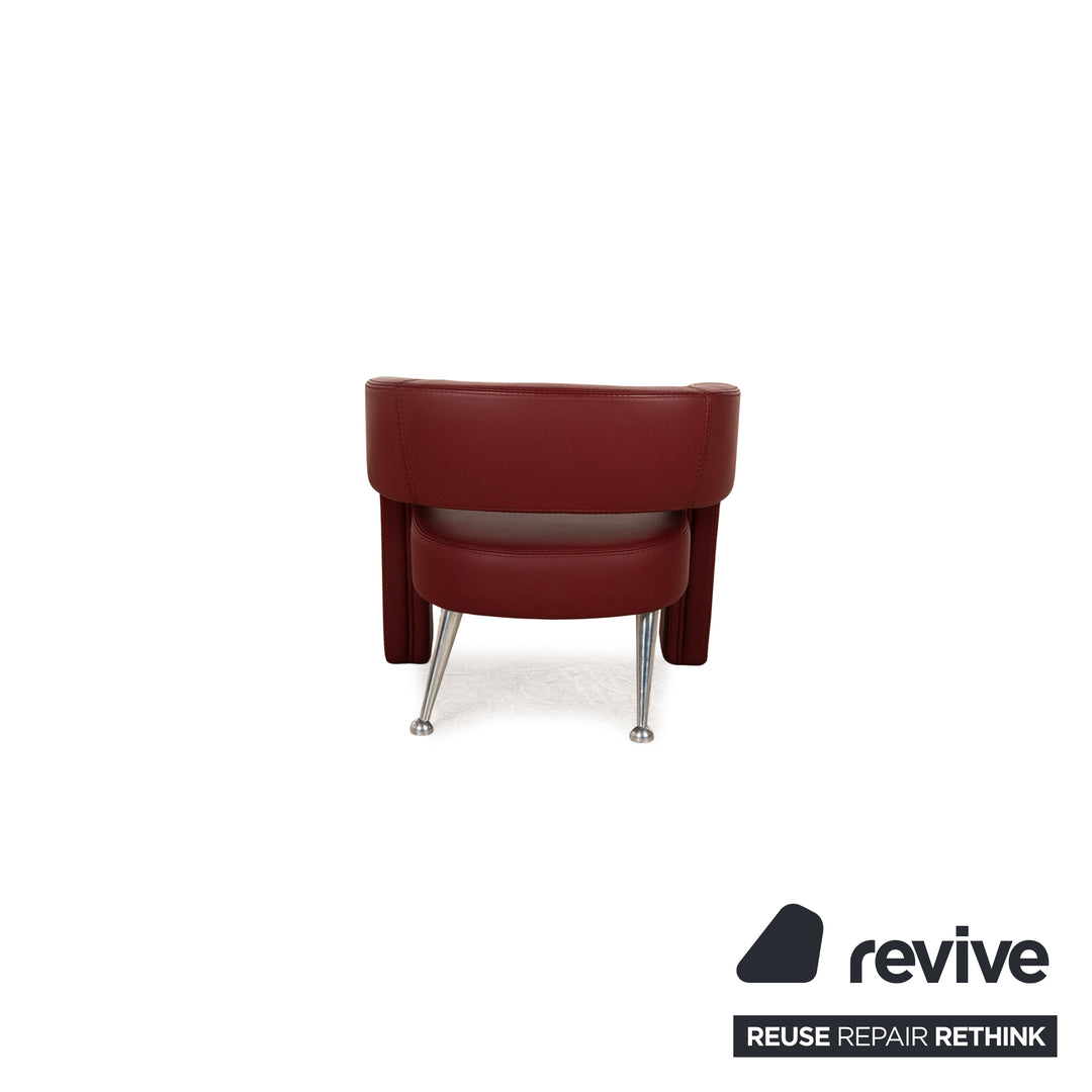 Formenti Wave fauteuil en cuir rouge avec tabouret