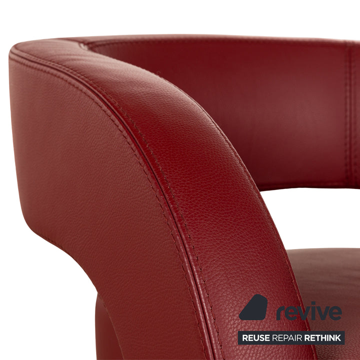 Formenti Wave fauteuil en cuir rouge avec tabouret