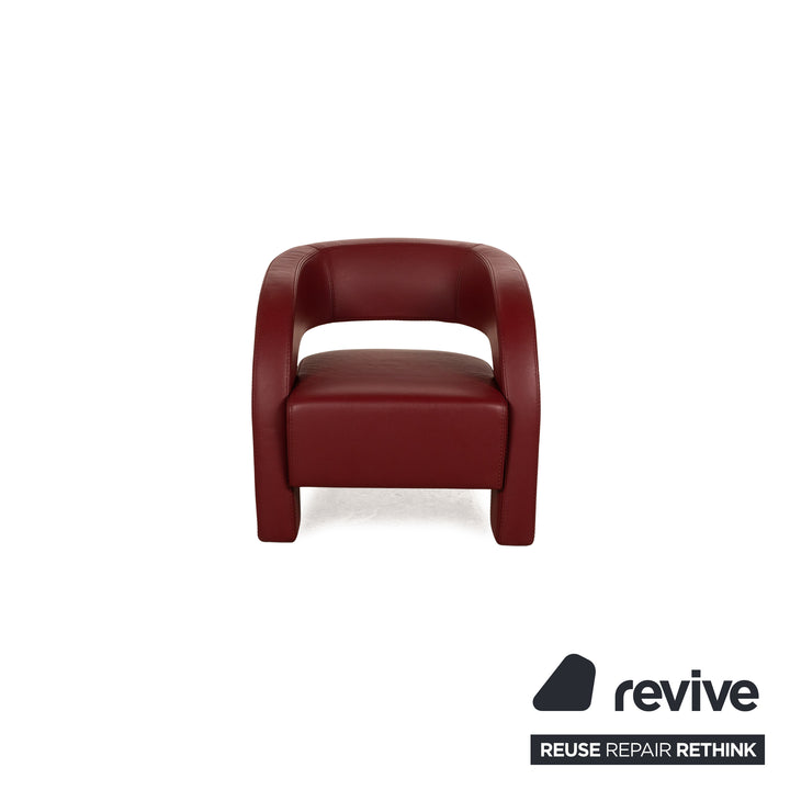 Formenti Wave fauteuil en cuir rouge avec tabouret