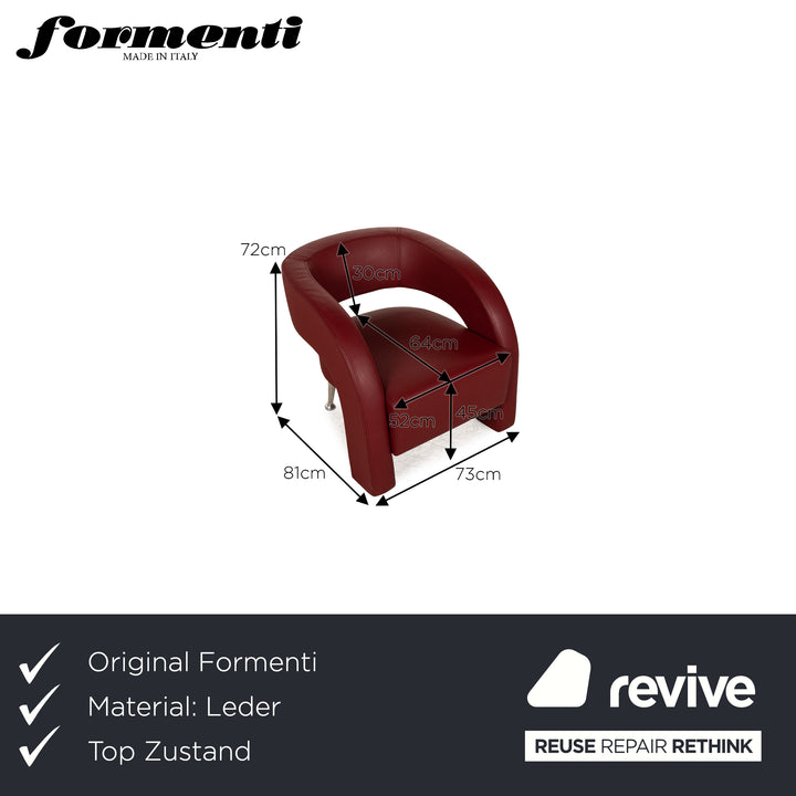 Formenti Wave fauteuil en cuir rouge avec tabouret