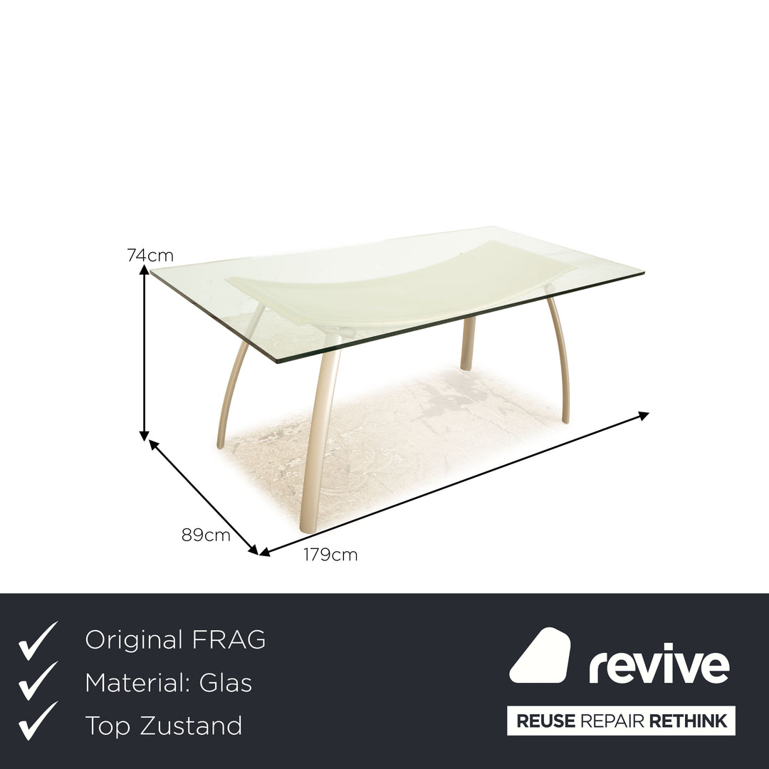 FRAG glass dining table dining room silver cream leather