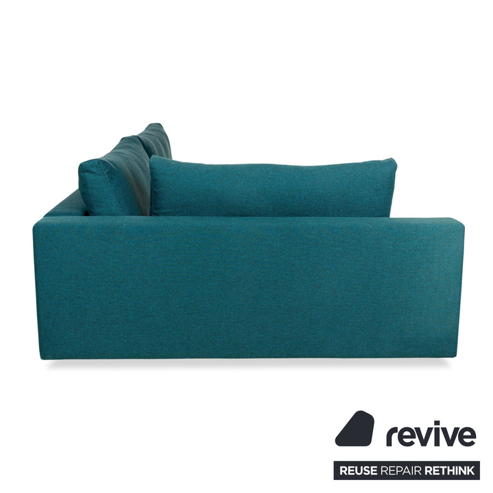 Franz Fertig Cocco fabric corner sofa couch turquoise blue including side table brown chaise longue left manual function