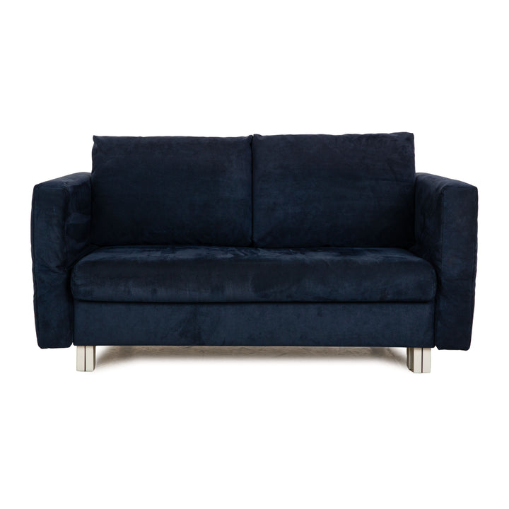 Franz Fertig Malou fabric two-seater dark blue sofa bed couch manual function