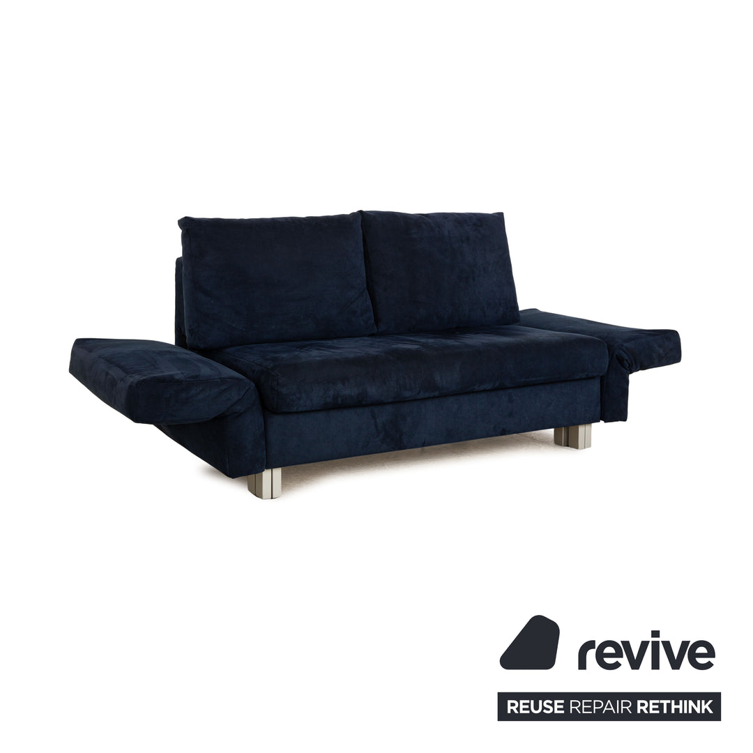 Franz Fertig Malou fabric two-seater dark blue sofa bed couch manual function
