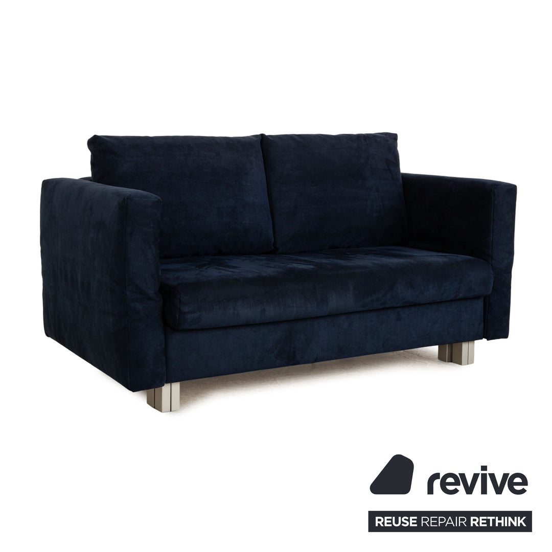 Franz Fertig Malou fabric two-seater dark blue sofa bed couch manual function