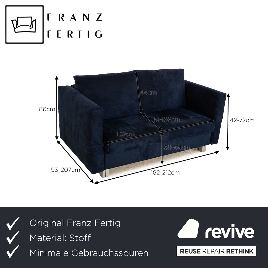 Franz Fertig Malou fabric two-seater dark blue sofa bed couch manual function