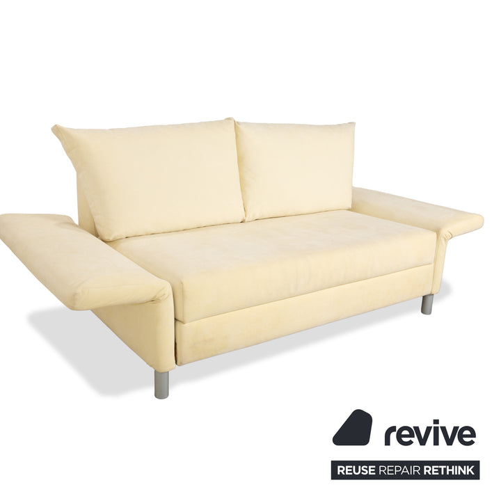 Franz Fertig Maya fabric two-seater beige cream eggshell sofa couch sleeper sofa manual function