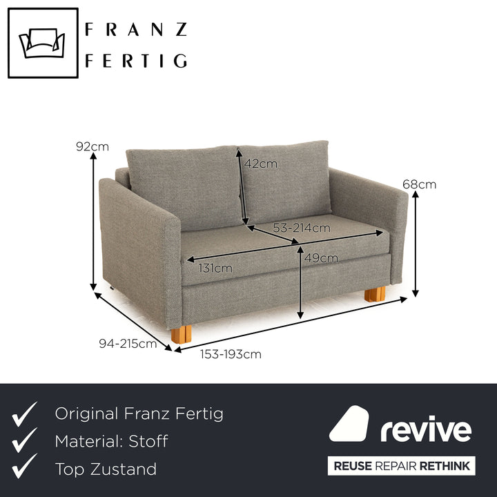 Franz Fertig Novela Fabric Two Seater Gray Manual Function Sofa Bed Sofa Couch