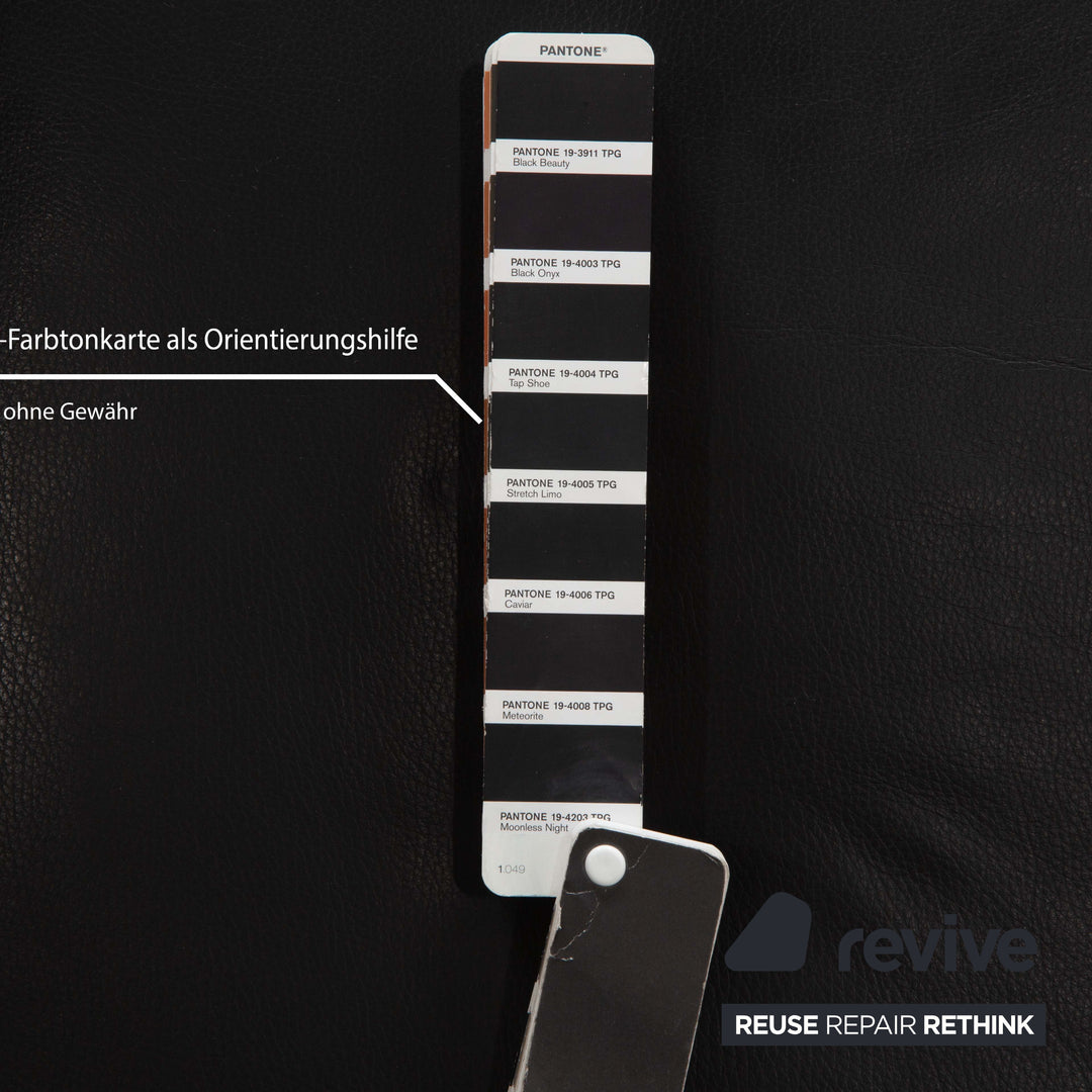 Franz Fertig Scene Leather Three-Seater Sofa Black Manual Function Sofa Couch Reclining Function Sleeping Function