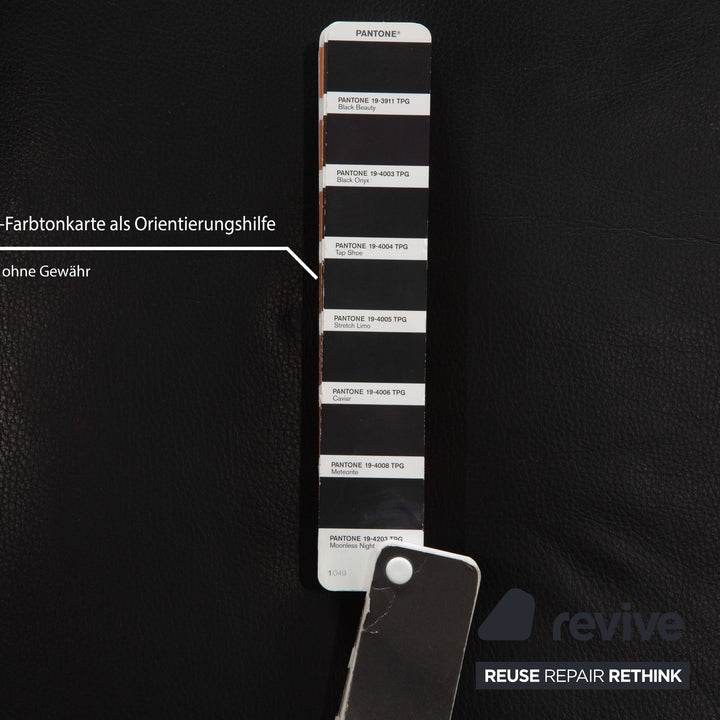 Franz Fertig Scene Leather Three-Seater Sofa Black Manual Function Sofa Couch Reclining Function Sleeping Function