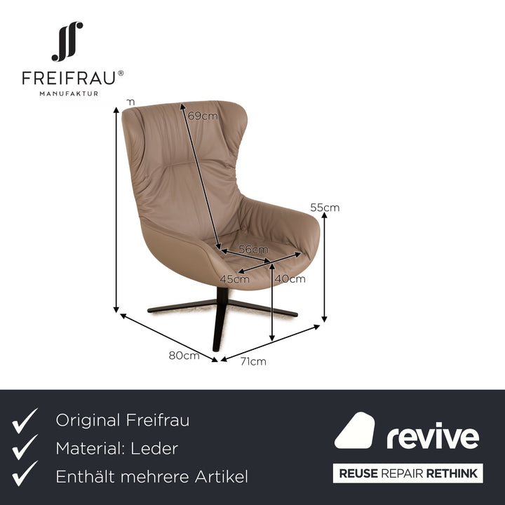 Freifrau Leya leather armchair set beige manual function