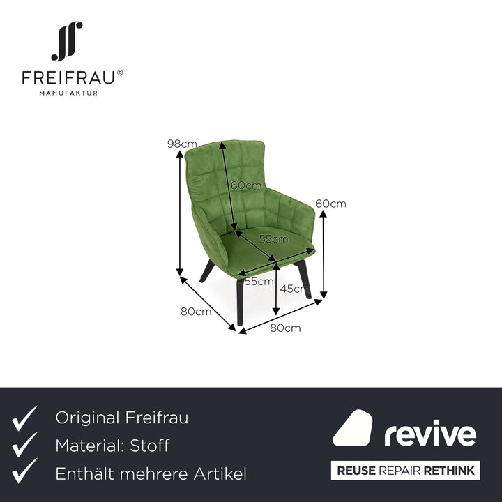 Freifrau Marla Fabric Armchair Set Green Armchair Stool
