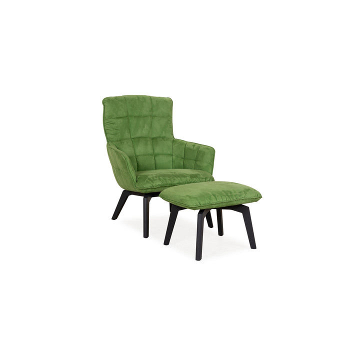 Freifrau Marla Fabric Armchair Set Green Armchair Stool