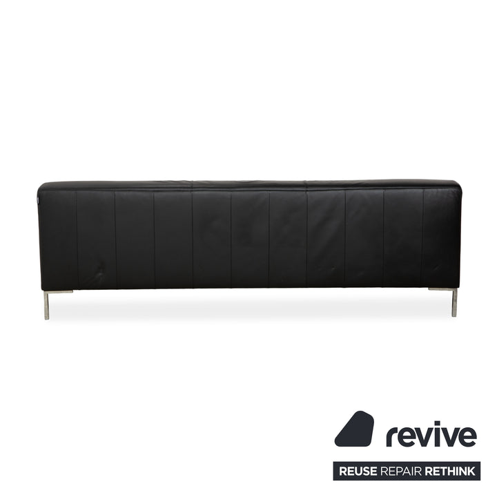 Freisitil Rolf Benz Leather Three-Seater Black Sofa Couch