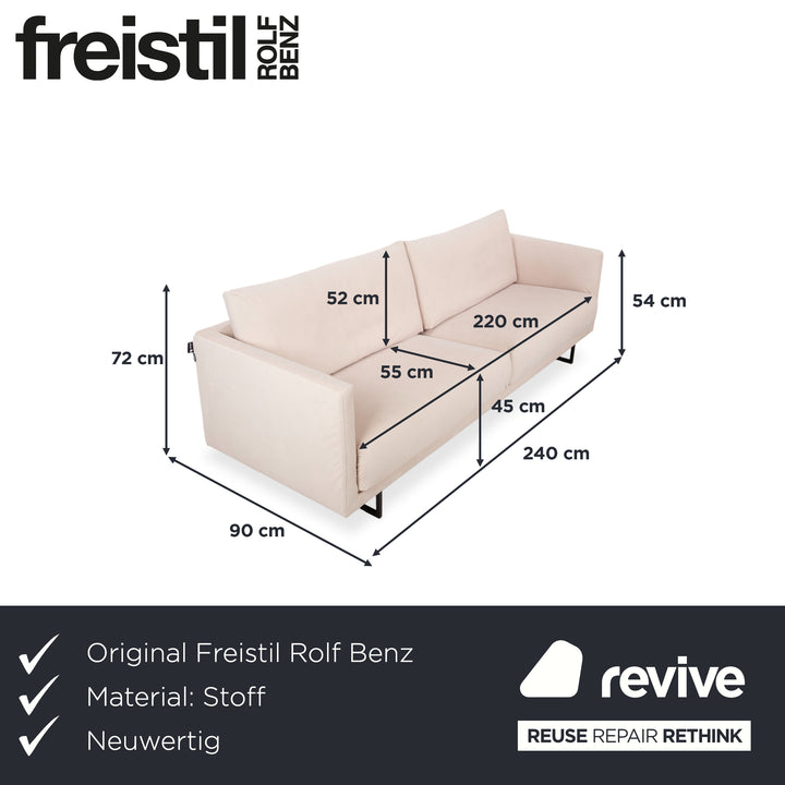 Freistil Rolf Benz 133 Fabric Three-seater Beige Cream Sand Sofa Couch Reupholstered Astera 318