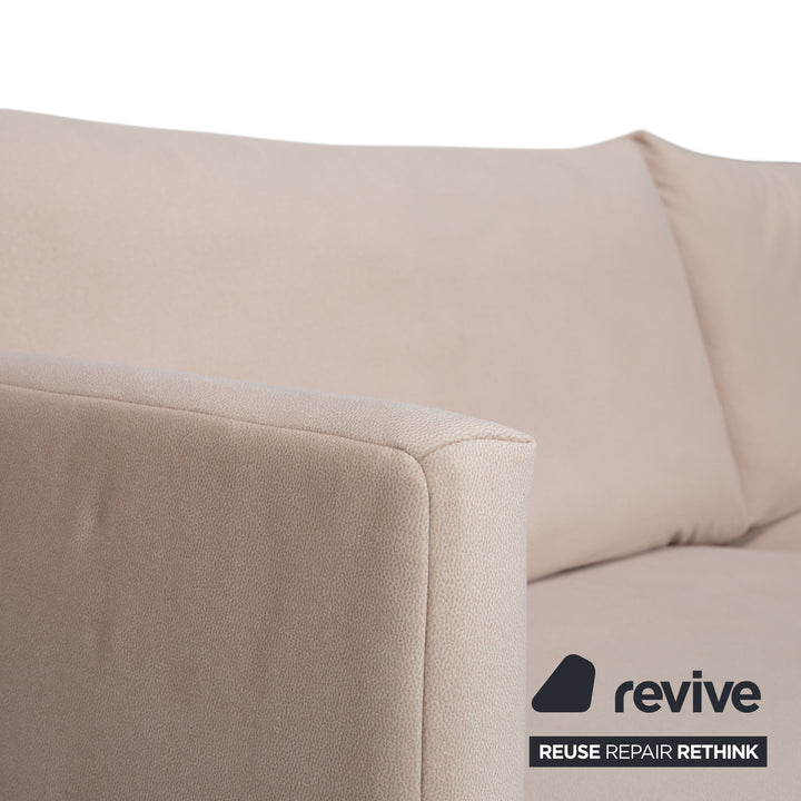 Freistil Rolf Benz 133 Fabric Three-seater Beige Cream Sand Sofa Couch Reupholstered Astera 318