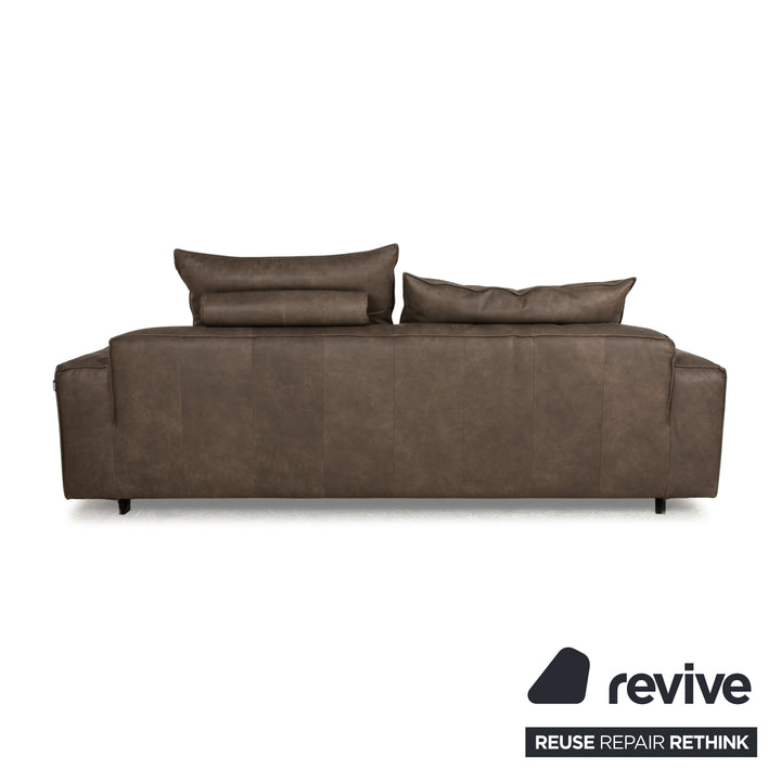 Freestyle Rolf Benz 136 Leather Four Seater Brown Brown-Gray Sofa Couch