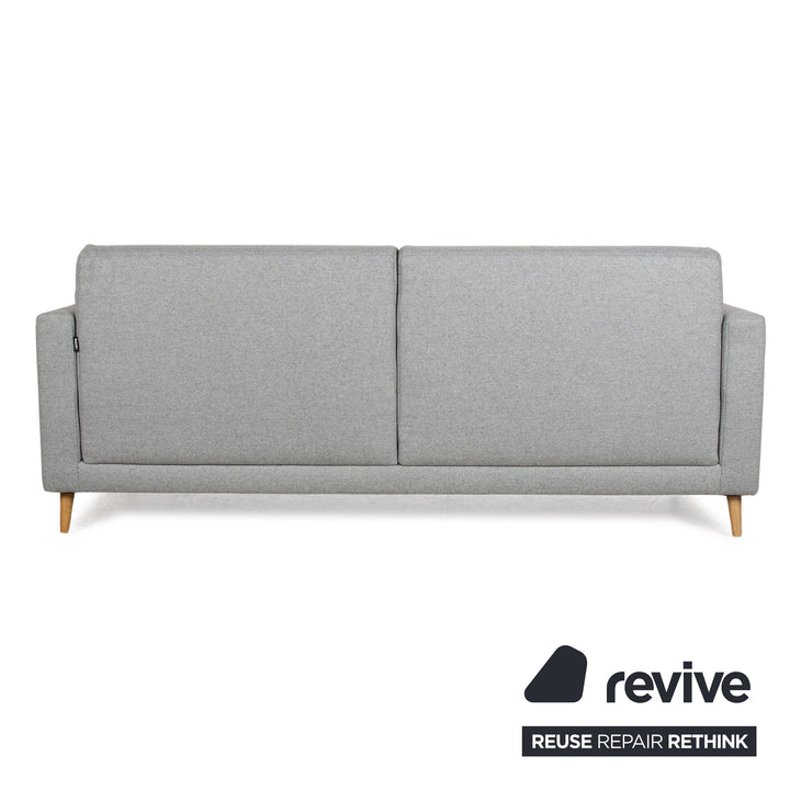 Freistil Rolf Benz 141 Stoff Dreisitzer Grau Sofa Couch Holzfüße Eiche Natur