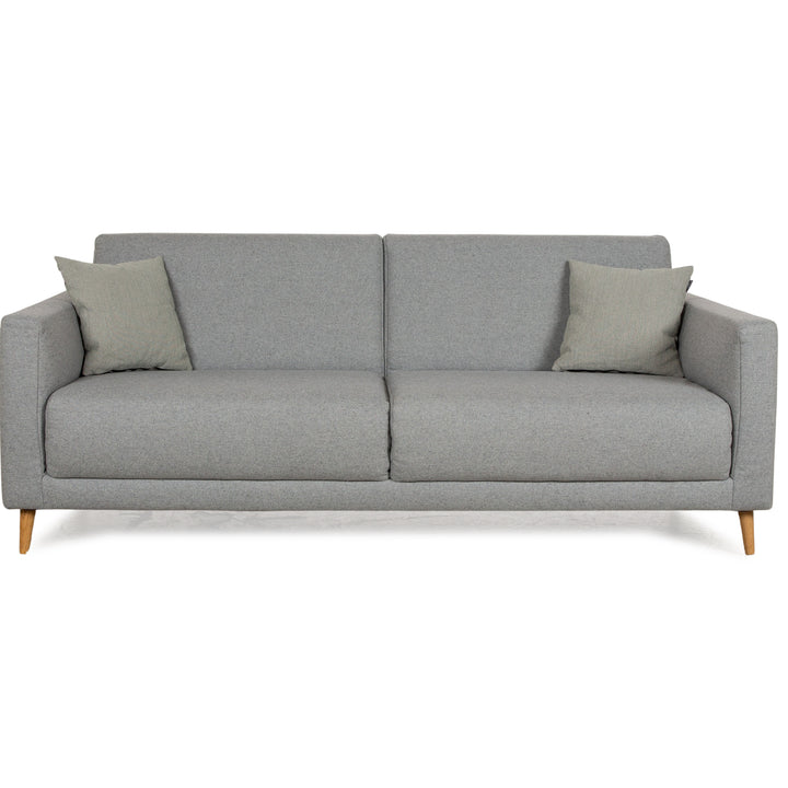 Freistil Rolf Benz 141 Stoff Dreisitzer Grau Sofa Couch Holzfüße Eiche Natur