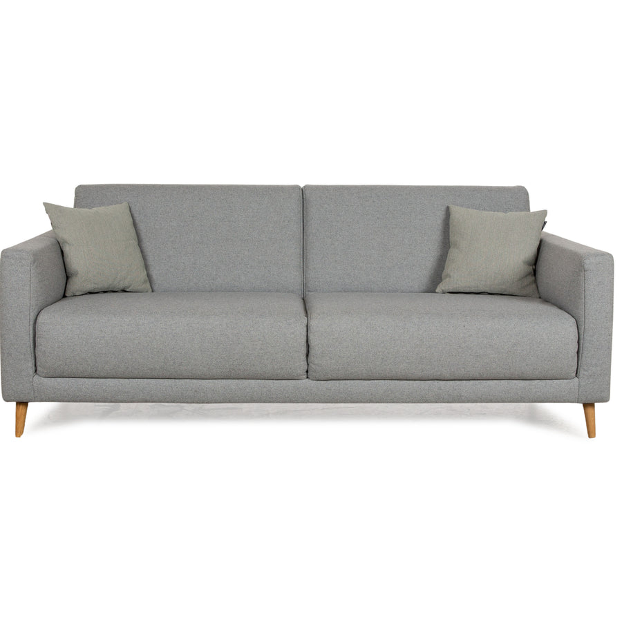 Freistil Rolf Benz 141 Stoff Dreisitzer Grau Sofa Couch Holzfüße Eiche Natur