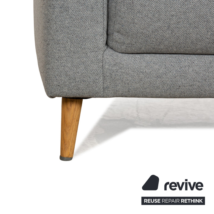Freistil Rolf Benz 141 Stoff Dreisitzer Grau Sofa Couch Holzfüße Eiche Natur