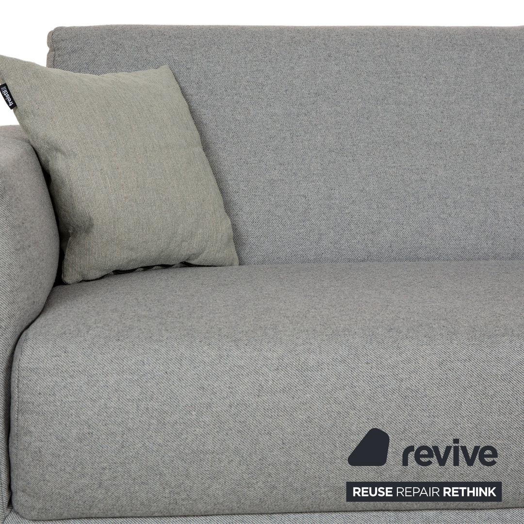Freistil Rolf Benz 141 Stoff Dreisitzer Grau Sofa Couch Holzfüße Eiche Natur