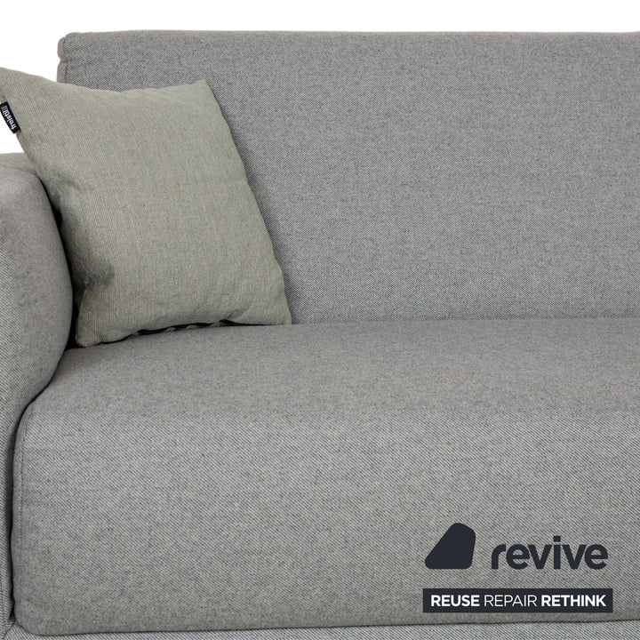Freistil Rolf Benz 141 Stoff Dreisitzer Grau Sofa Couch Holzfüße Eiche Natur