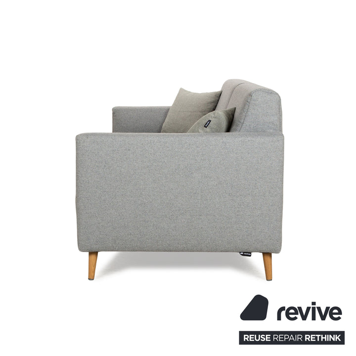 Freistil Rolf Benz 141 Stoff Dreisitzer Grau Sofa Couch Holzfüße Eiche Natur
