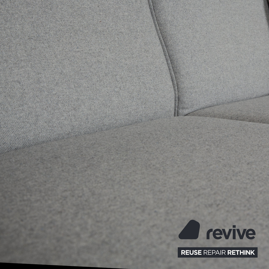 Freistil Rolf Benz 141 Stoff Dreisitzer Grau Sofa Couch Holzfüße Eiche Natur