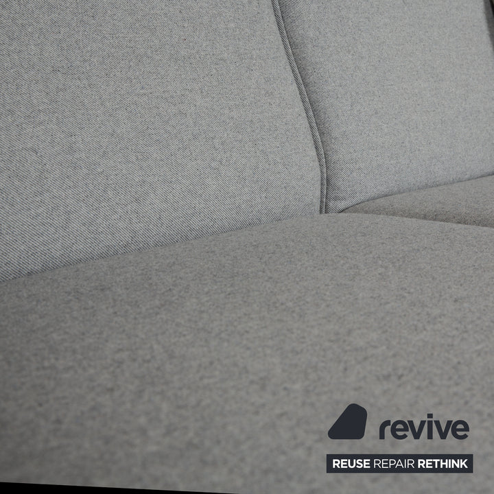 Freistil Rolf Benz 141 Stoff Dreisitzer Grau Sofa Couch Holzfüße Eiche Natur