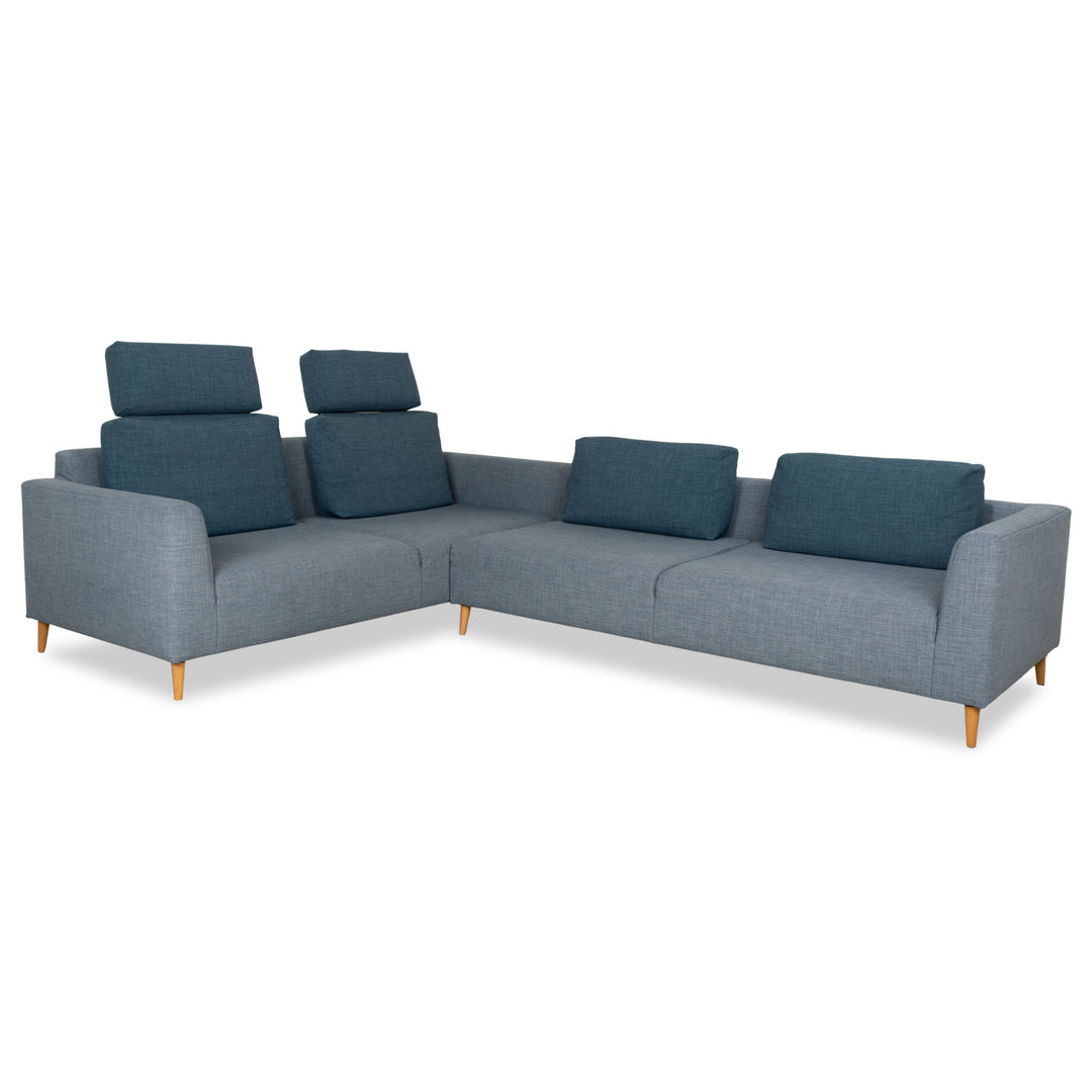 Canapé d'angle en tissu Freistil Rolf Benz 162 gris bleu canapé canapé fonction manuelle