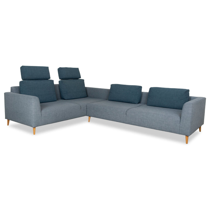 Canapé d'angle en tissu Freistil Rolf Benz 162 gris bleu canapé canapé fonction manuelle