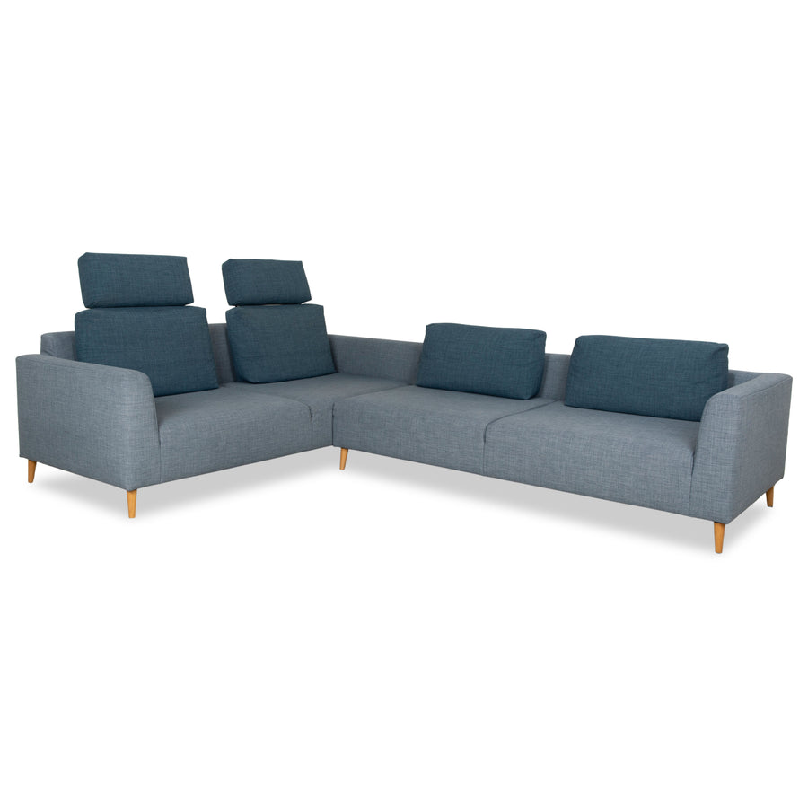 Canapé d'angle en tissu Freistil Rolf Benz 162 gris bleu canapé canapé fonction manuelle