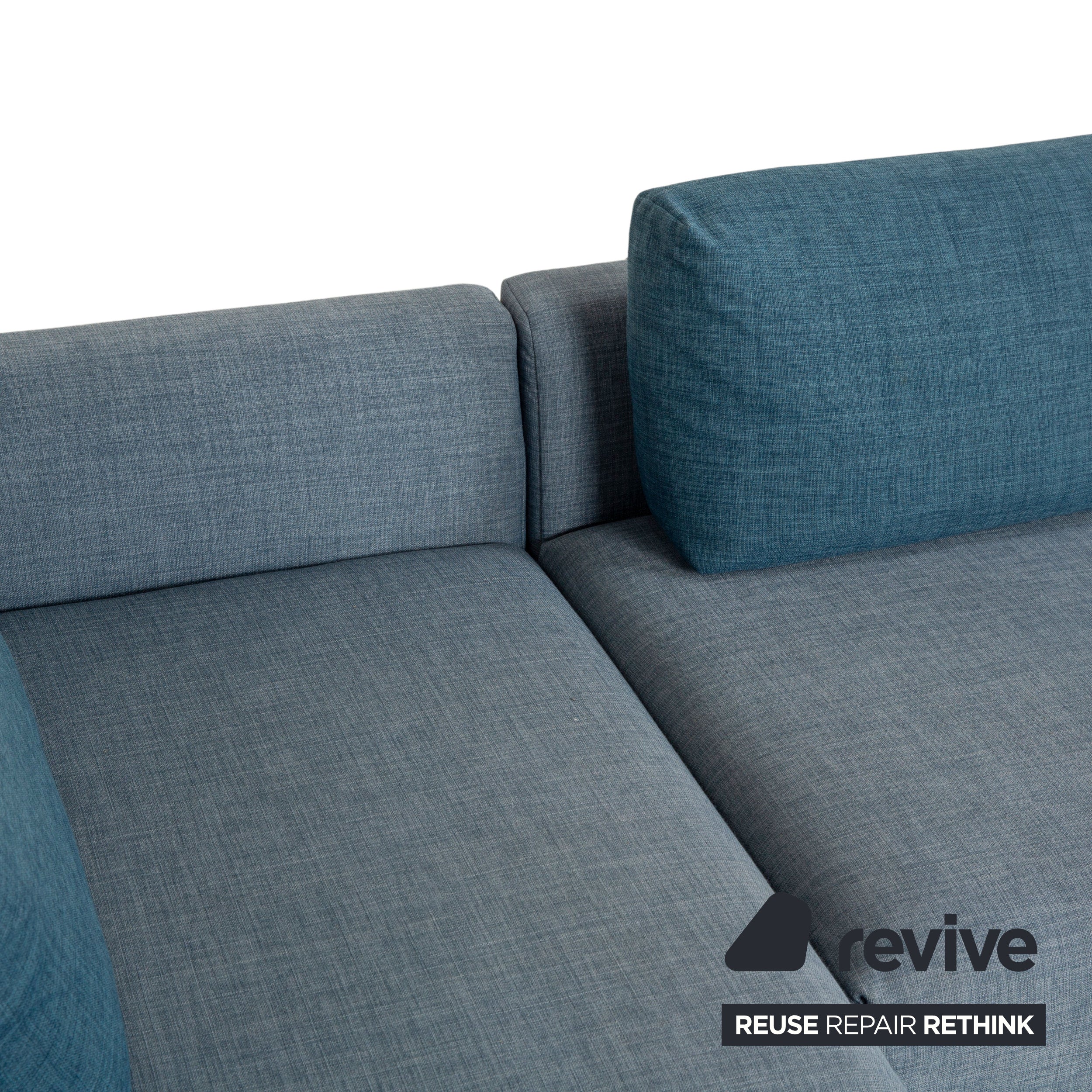 Canapé d'angle en tissu Freistil Rolf Benz 162 gris bleu canapé canapé fonction manuelle