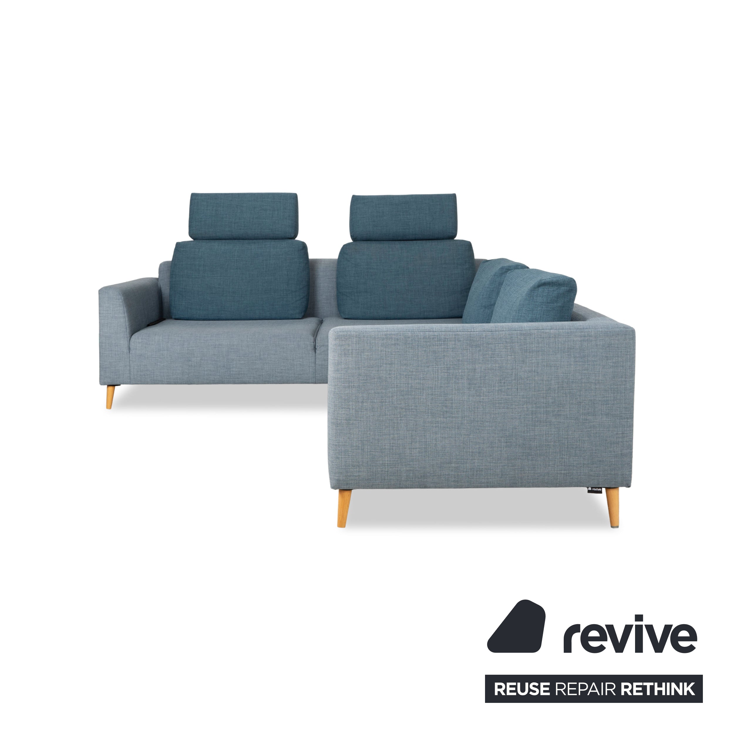 Canapé d'angle en tissu Freistil Rolf Benz 162 gris bleu canapé canapé fonction manuelle