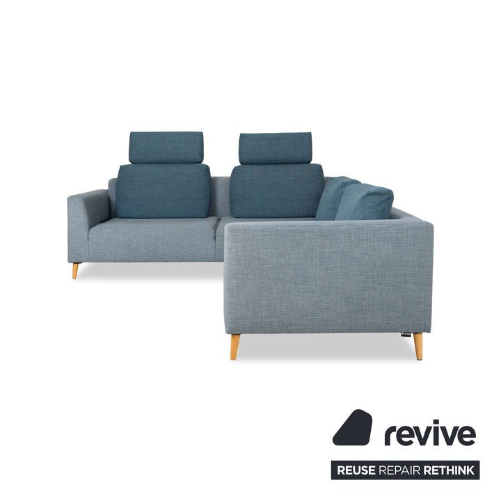 Canapé d'angle en tissu Freistil Rolf Benz 162 gris bleu canapé canapé fonction manuelle