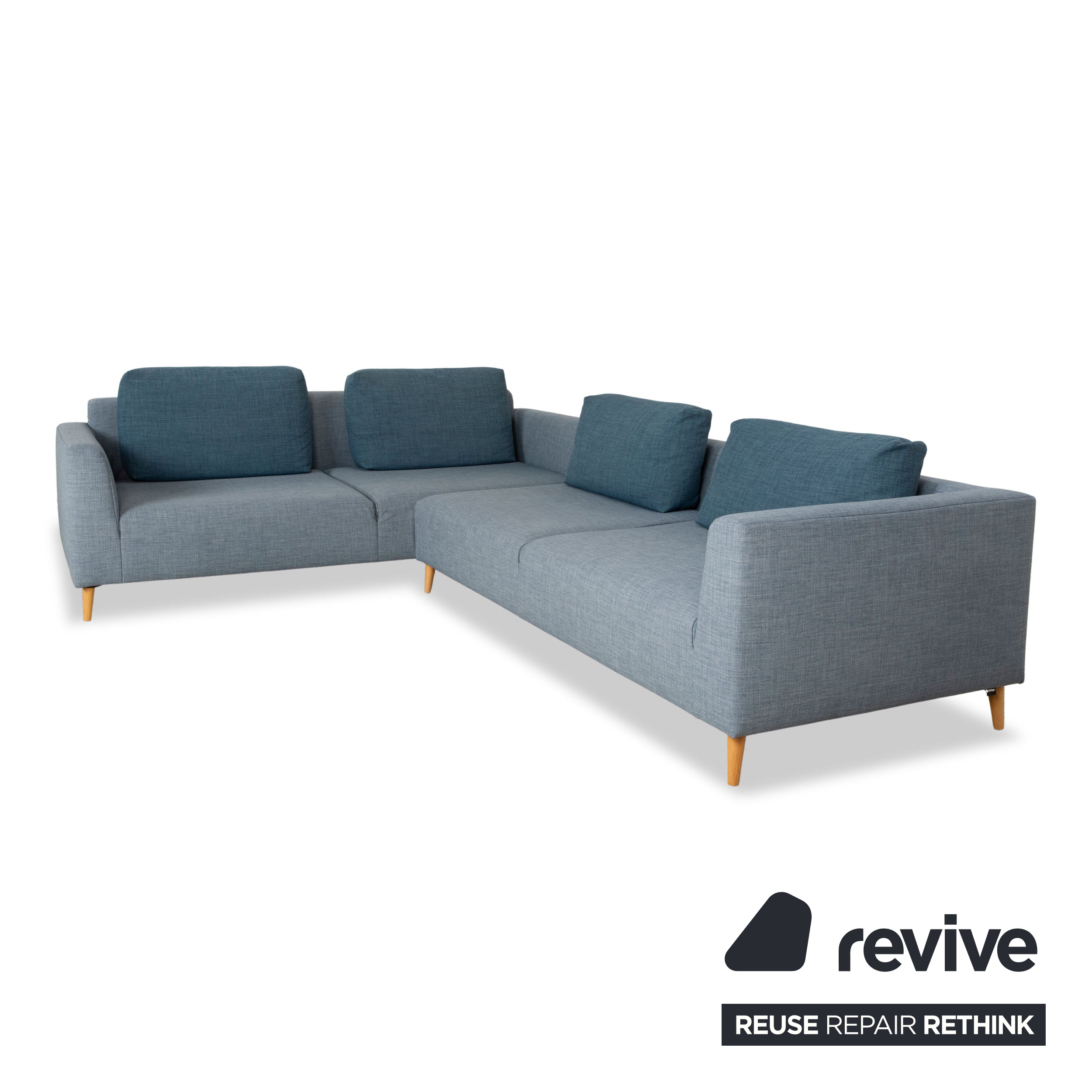 Canapé d'angle en tissu Freistil Rolf Benz 162 gris bleu canapé canapé fonction manuelle