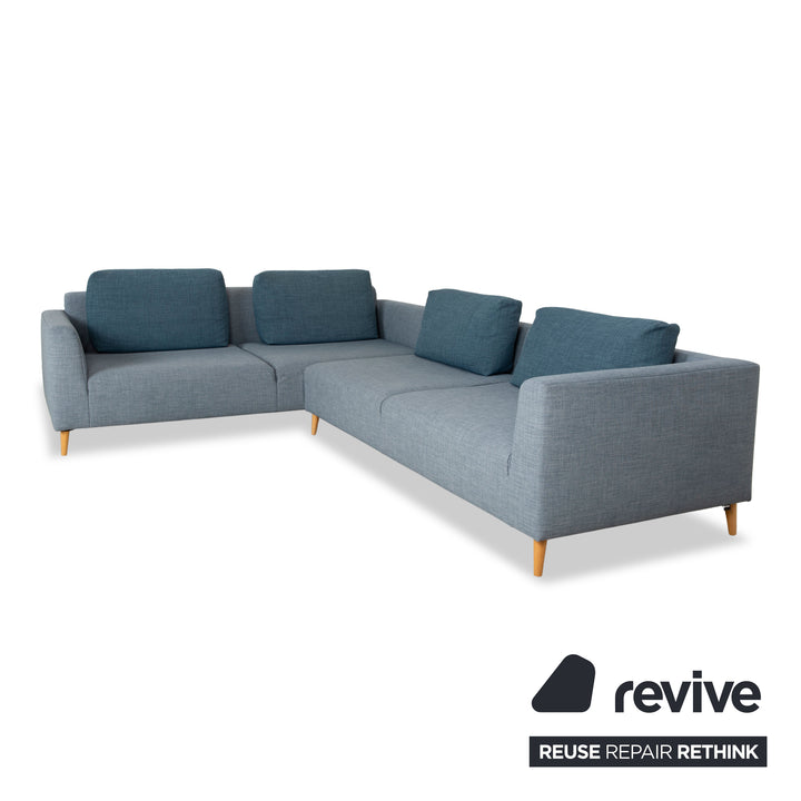 Canapé d'angle en tissu Freistil Rolf Benz 162 gris bleu canapé canapé fonction manuelle