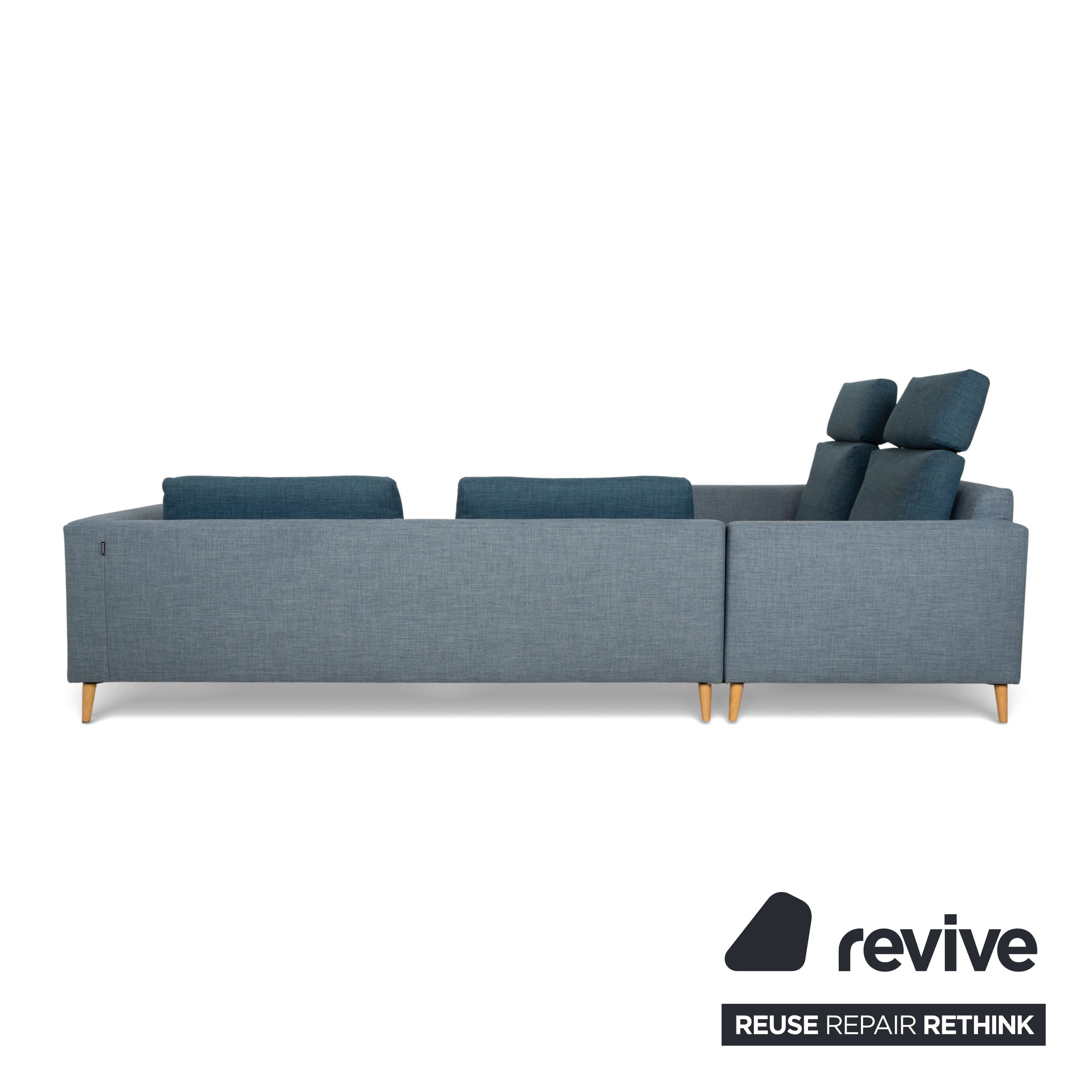 Canapé d'angle en tissu Freistil Rolf Benz 162 gris bleu canapé canapé fonction manuelle