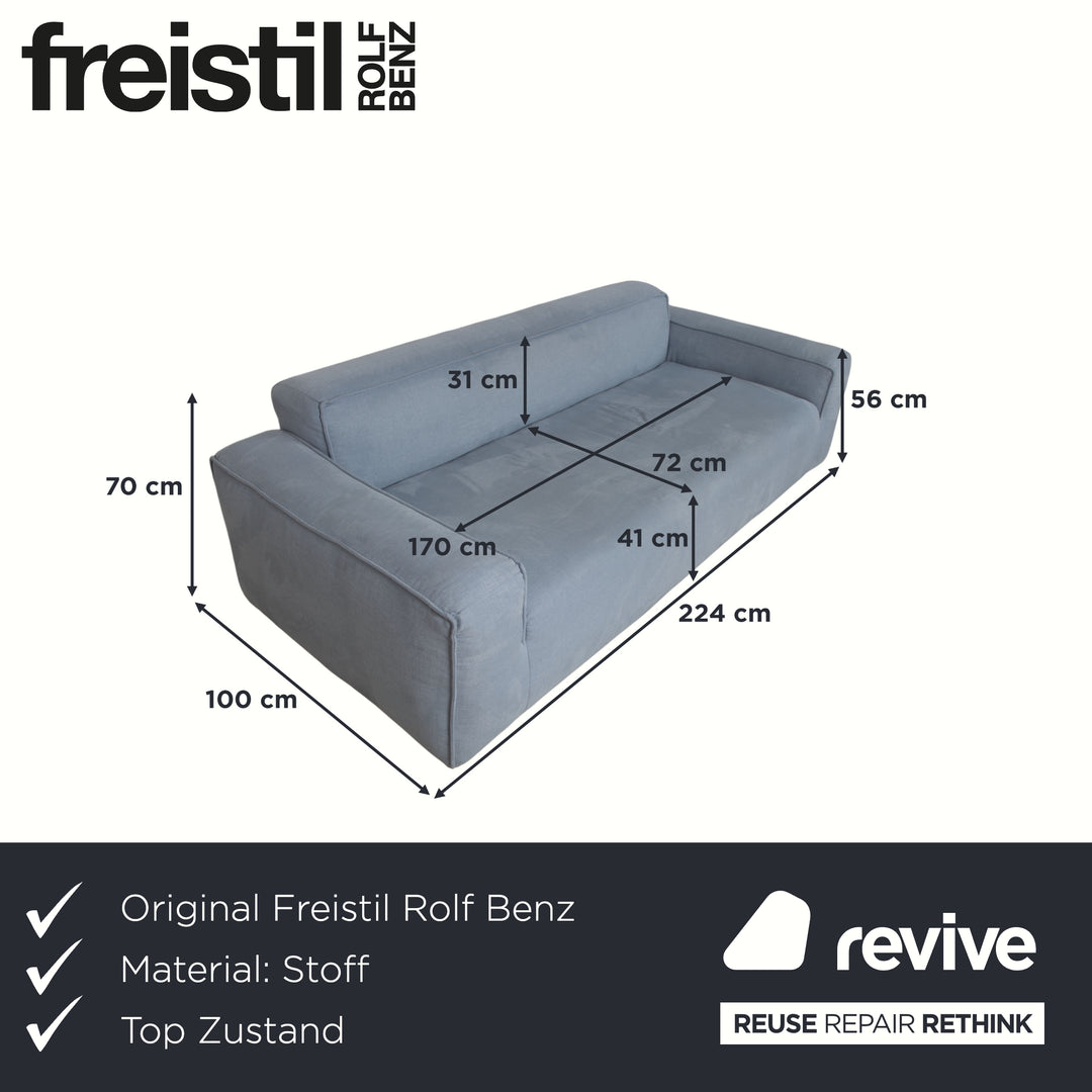Freistil Rolf Benz 175 Fabric Two-Seater Grey Blue Sofa Couch