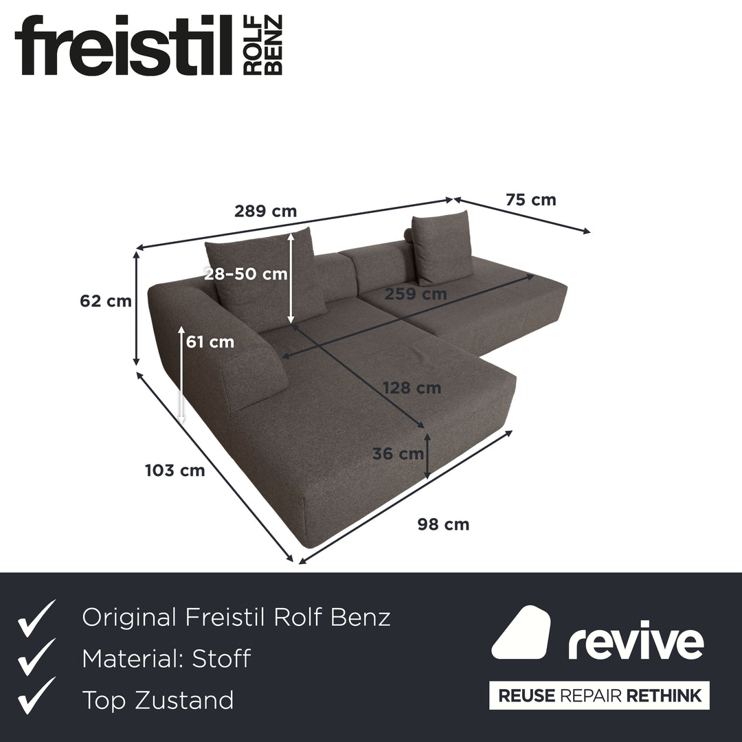 Freestyle Rolf Benz 184 fabric corner sofa grey sofa couch