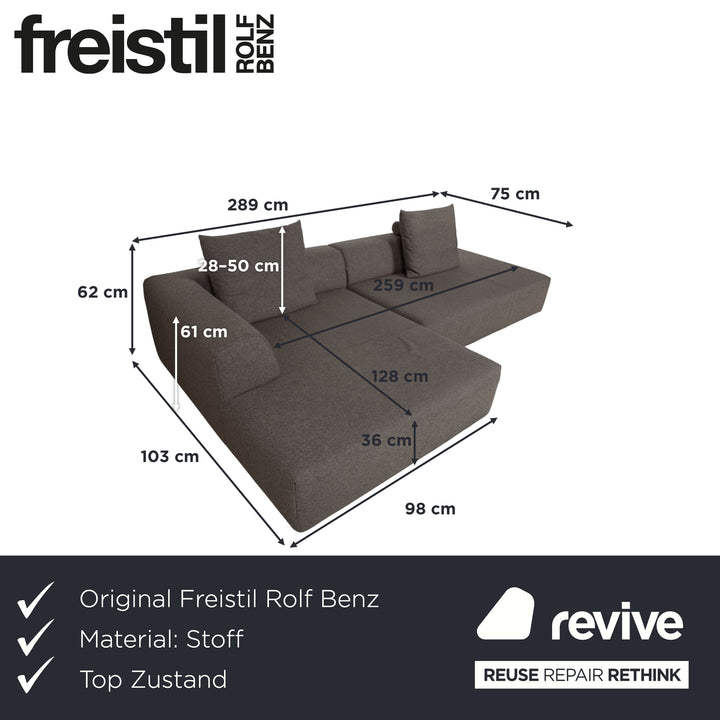 Freestyle Rolf Benz 184 fabric corner sofa grey sofa couch