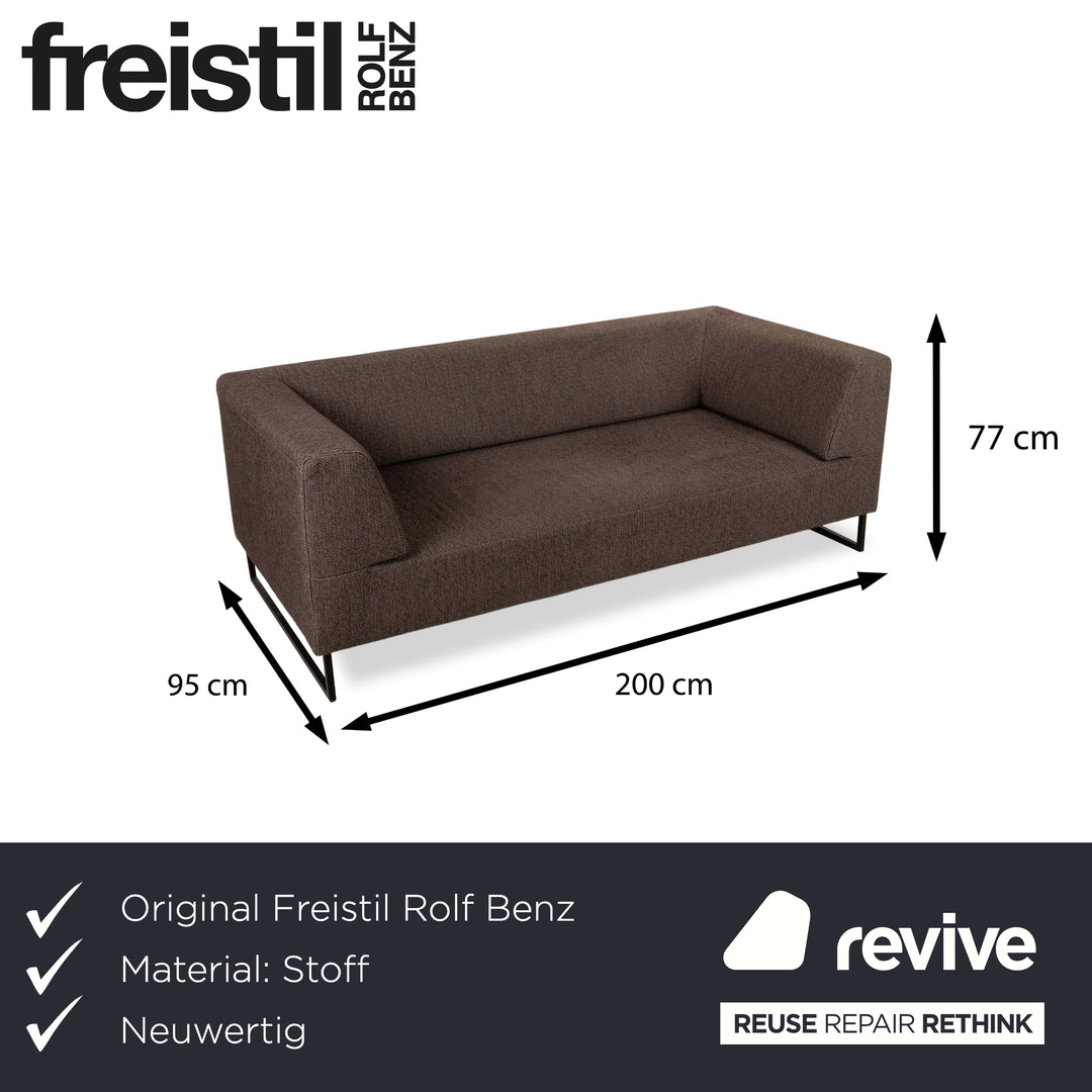 Canapé trois places Freistil Rolf Benz 185 en tissu gris marron
