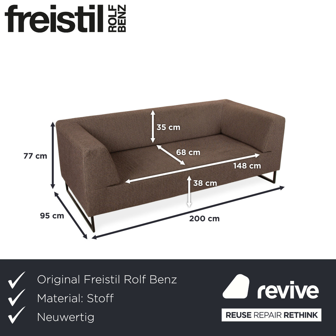 Freistil Rolf Benz 185 Fabric Three-Seater Gray Brown Sofa Couch