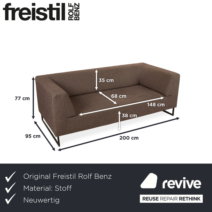 Freistil Rolf Benz 185 Fabric Three-Seater Gray Brown Sofa Couch