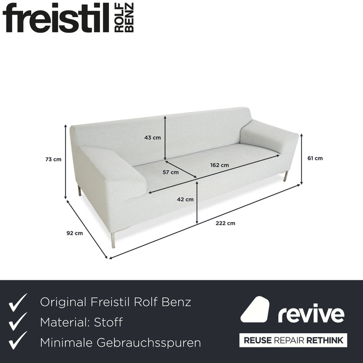 Freistil Rolf Benz 185 Stoff Dreisitzer Hellgrau Blau Sofa Couch