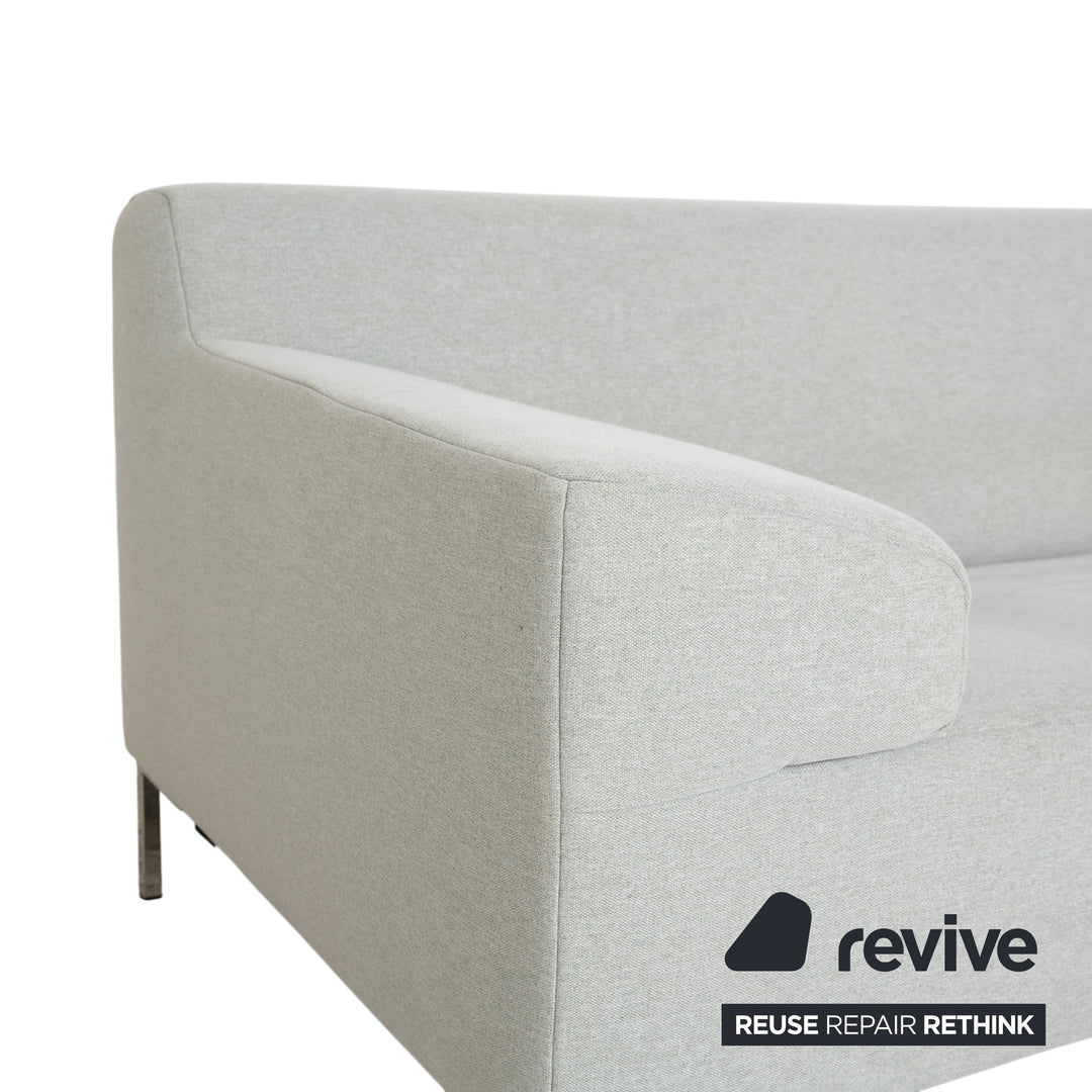 Freistil Rolf Benz 185 fabric three-seater light grey blue sofa couch