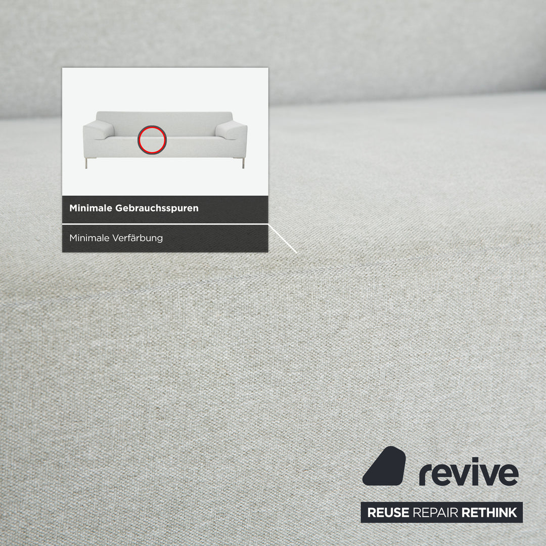 Freistil Rolf Benz 185 fabric three-seater light grey blue sofa couch