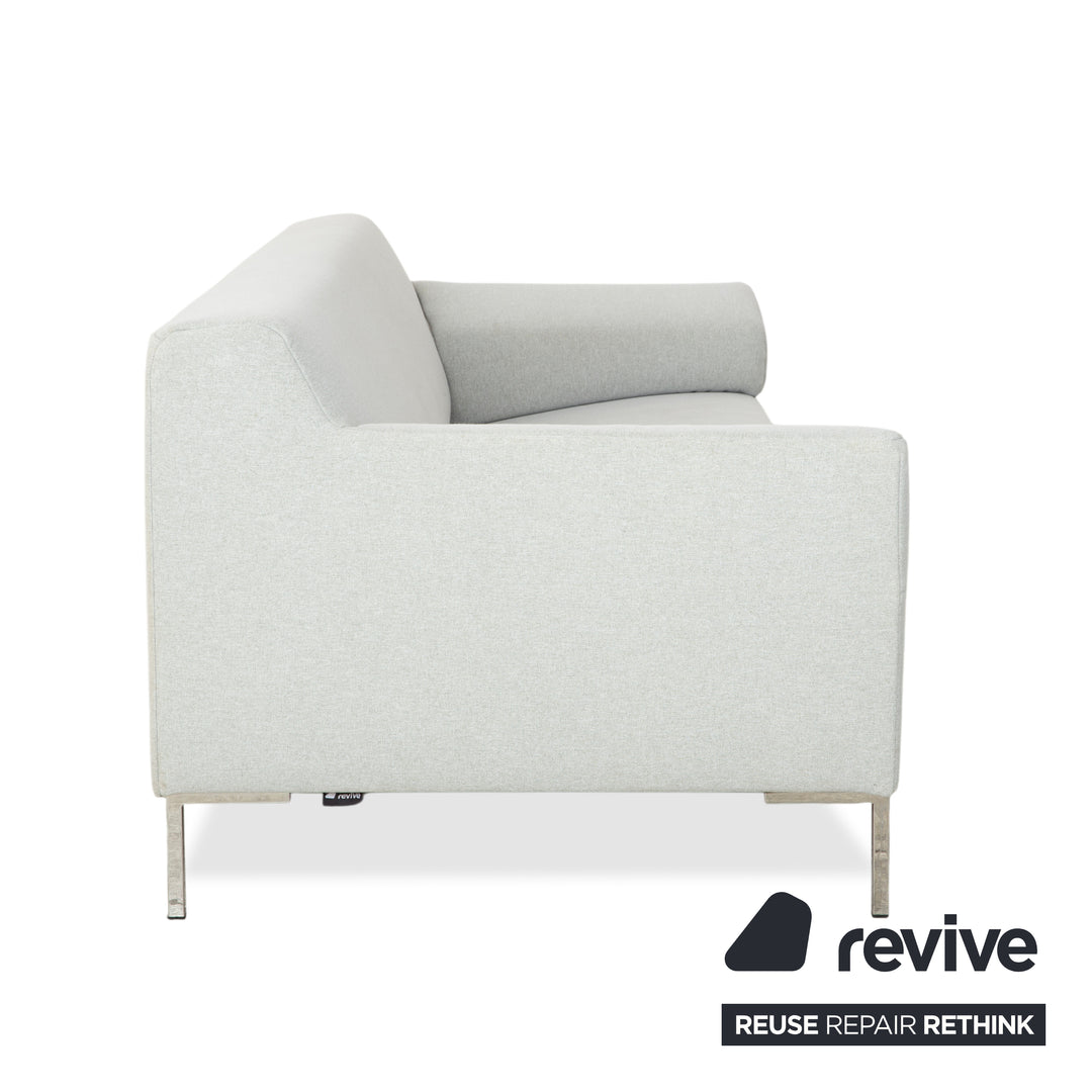 Freistil Rolf Benz 185 fabric three-seater light grey blue sofa couch