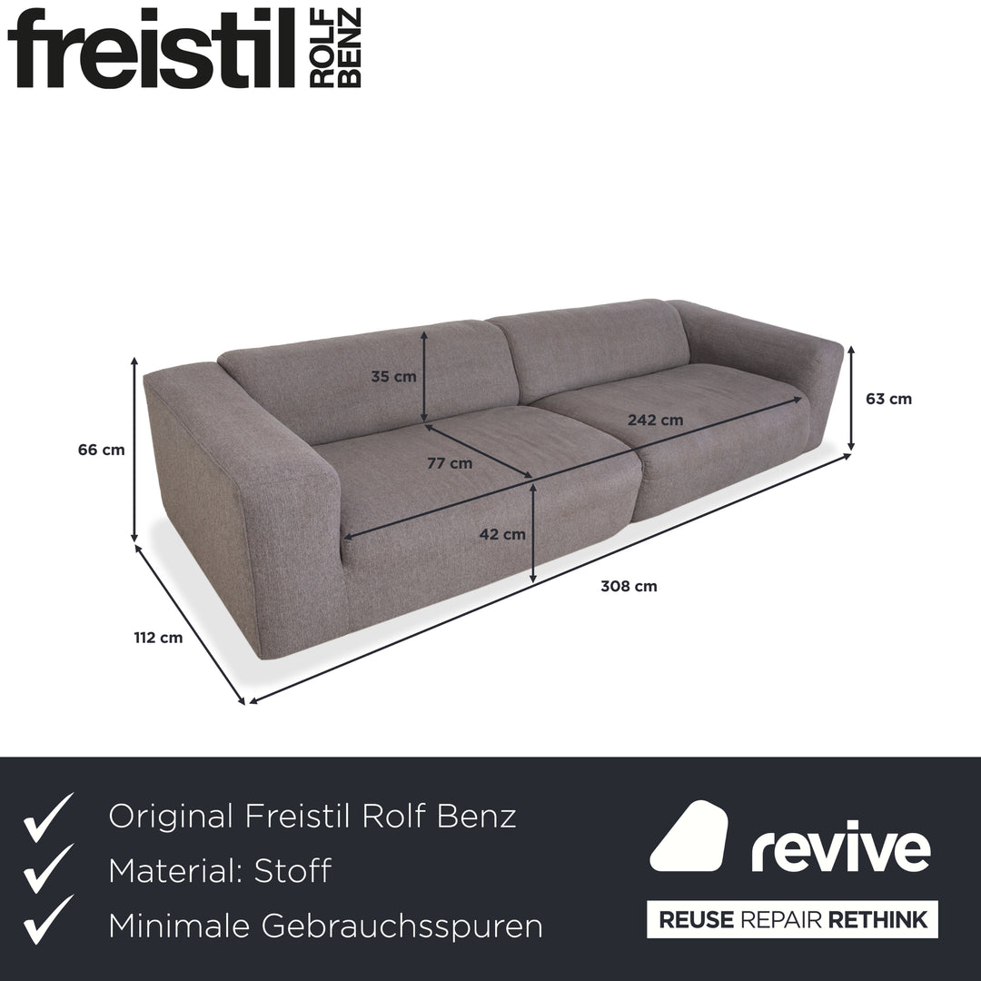Freistil Rolf Benz 187 Stoff Viersitzer Grau Sofa Couch